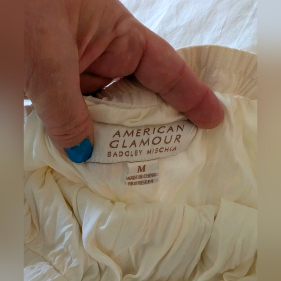 Badgley Mischka Top Skirt Set Cottage Core Bohemian Magnolia Cream Pearl Lace - Picture 7 of 15